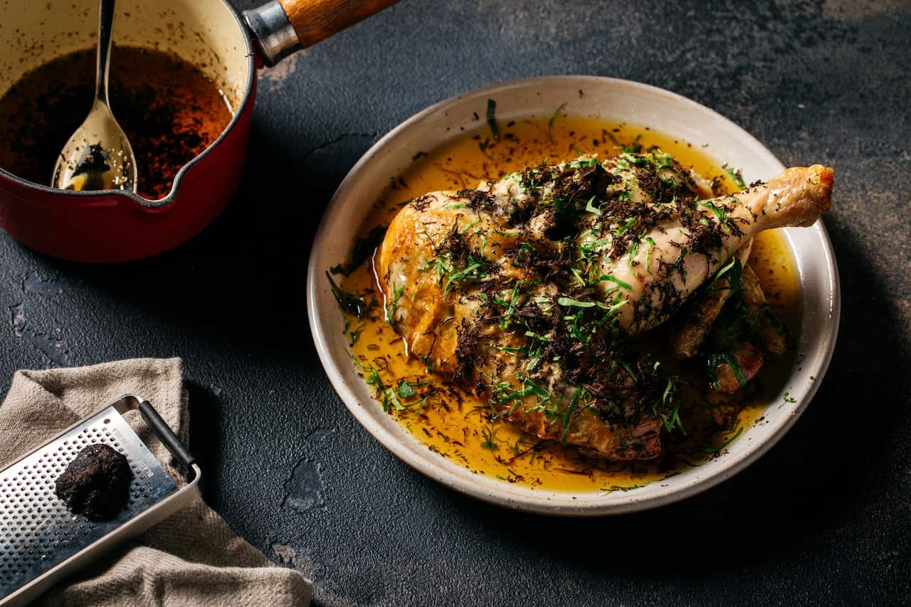 Roasted chicken with truffle butter